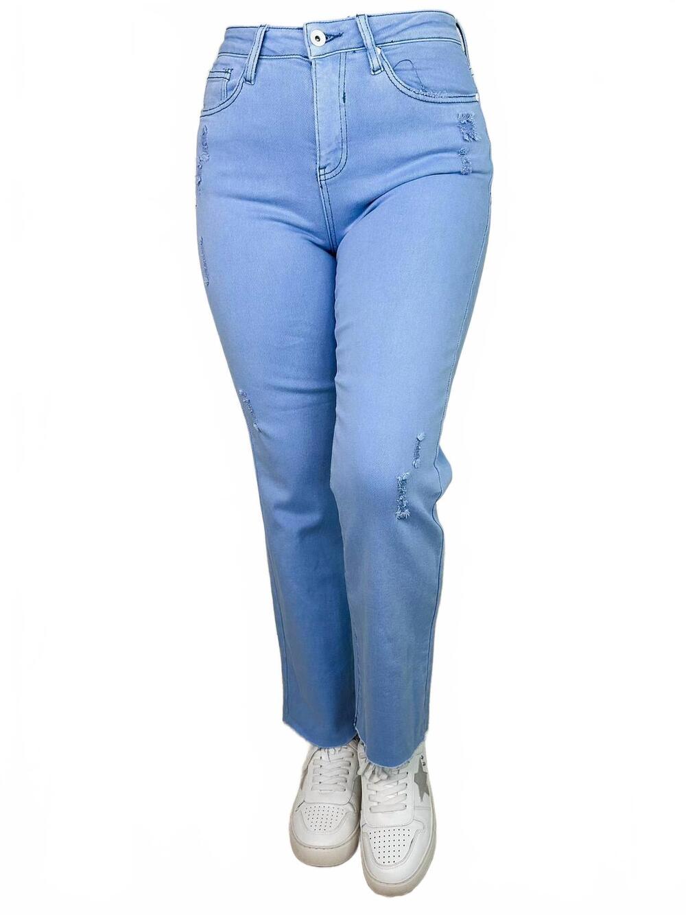NEW SAIGE DENIM girl you look cute distressed high-rise raw hem dad jeans in sky